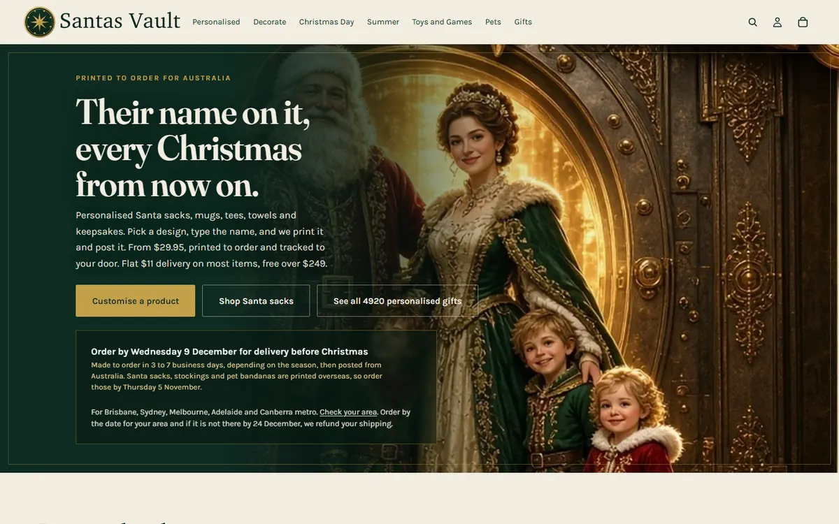 The Santas Vault home page